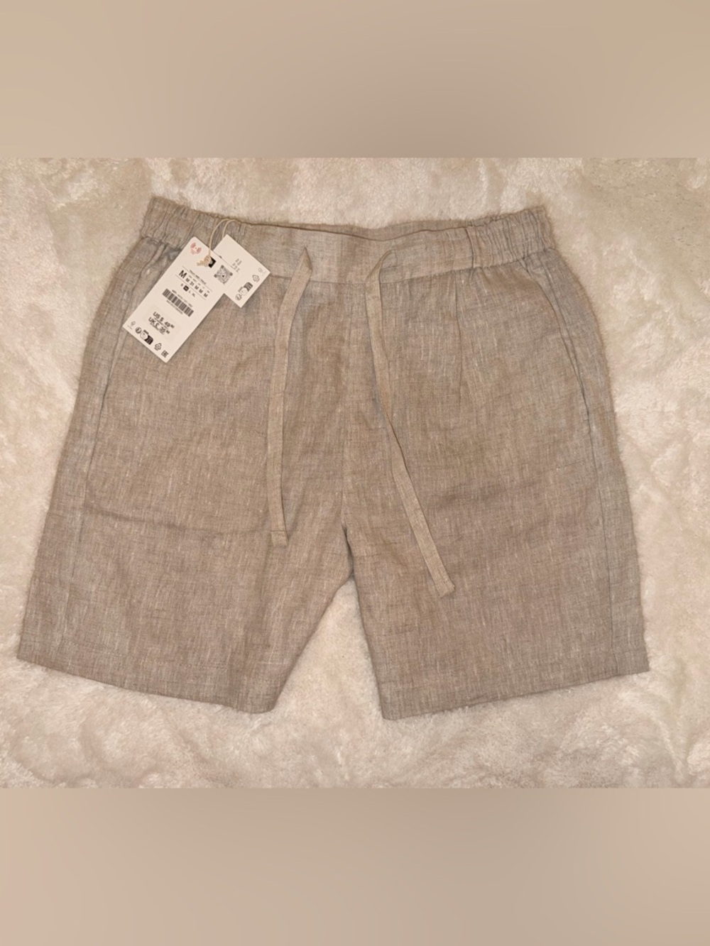 ✨NWT✨ Zara Men's Drawstring Linen-Blend Shorts - Beige